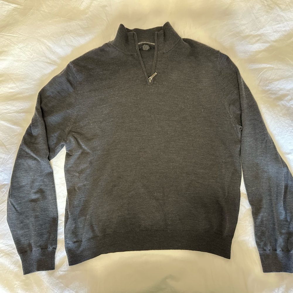 Bloomingdale's Charcoal Zip-Up Sweater for Men